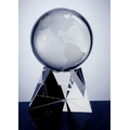 Small Crystal World Globe w/ Triangle Base (3 5/8")